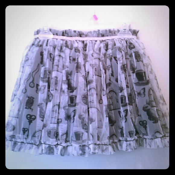 Disney Other - 🎩Alice In Wonderland Skirt Girls 6X XS Tulle Disney Lined Ribbon Accent